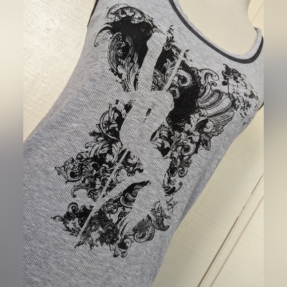❤️ Pole Dance Fitness Tank Top in Grey & Black by Zenana - Picture 9 of 14